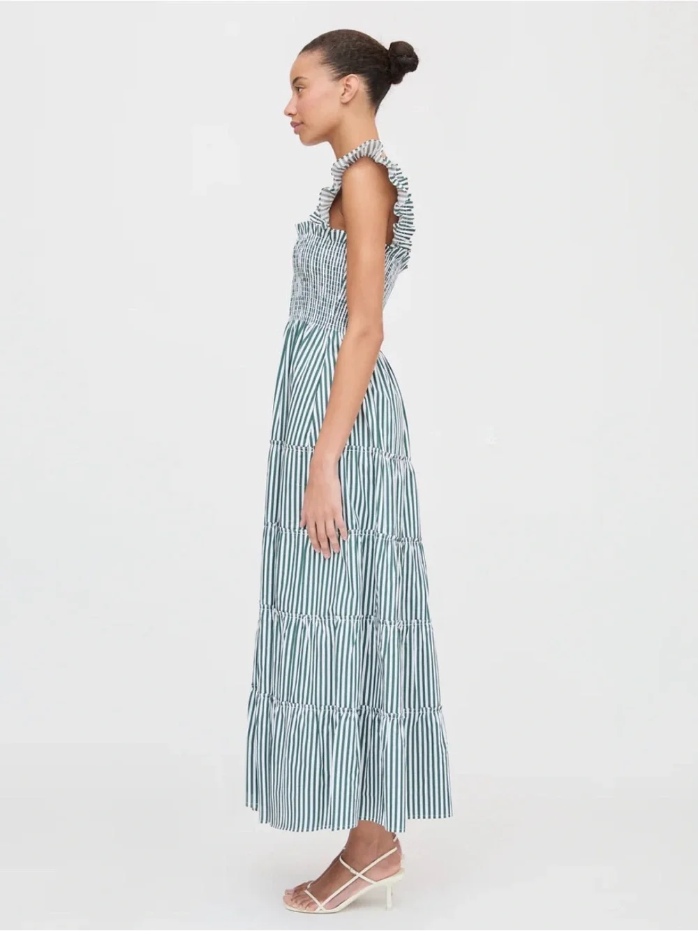 NWT!! Hill House Striped Green and White Maxi Dress - Picture 3 of 11